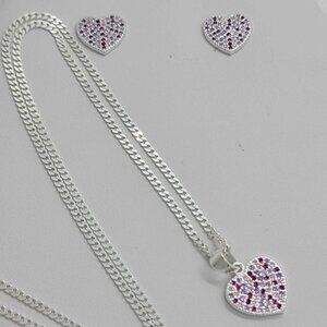 LAST ONE  Pink HEART Earrings and Necklace set
